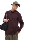 [ONLY & SONS] ONLY & SONS relaxed fit long sleeve polo sweater in burgundy-Red S Fudge