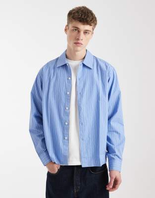 Only & Sons Relaxed Fit Long Sleeve Shirt In Blue