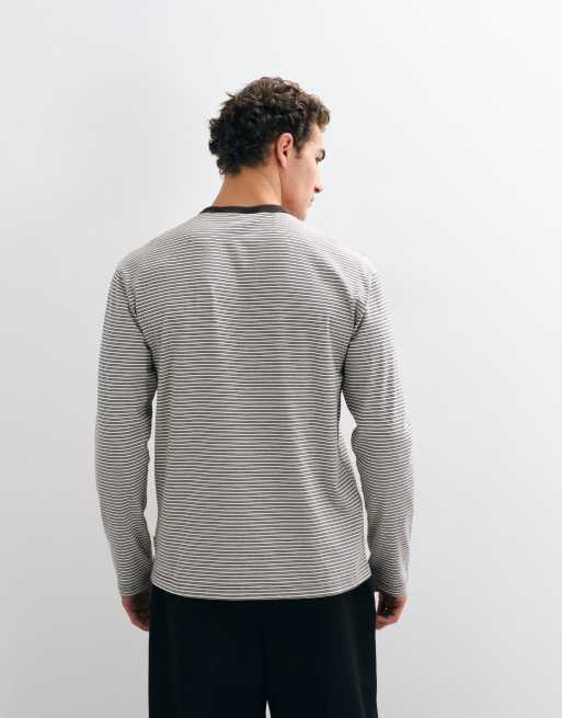 ONLY & SONS relaxed fit long sleeve t-shirt in brown stripe, 4 of 5