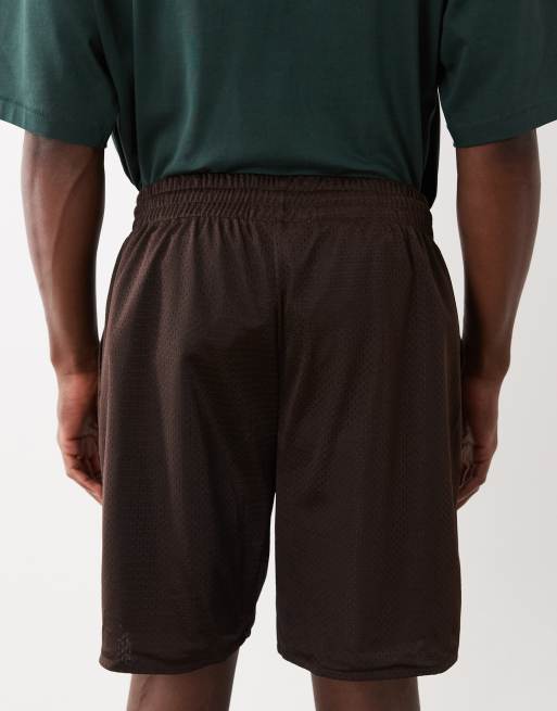 ONLY & SONS relaxed fit mesh basketball shorts in chocolate, 5 of 5