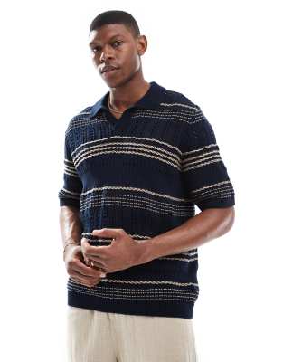 Only & Sons Relaxed Fit Open Knit Polo