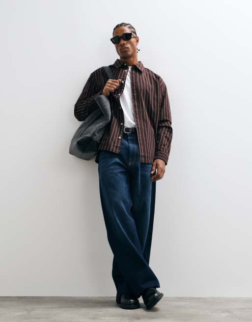 ONLY & SONS relaxed-fit overhemd met bruine strepen, 4 van 5
