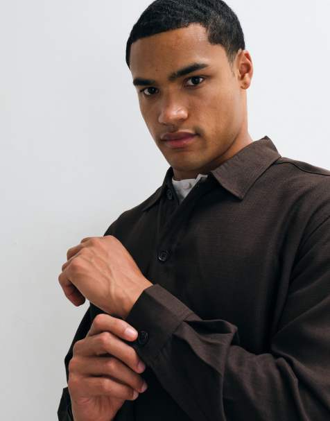 ONLY & SONS relaxed fit shirt co-ord in brown - view 1