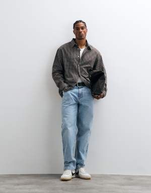 ONLY & SONS relaxed fit shirt in brown checks