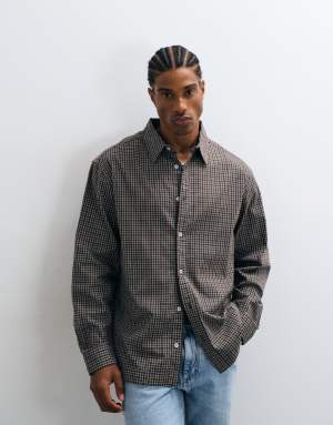 ONLY & SONS relaxed fit shirt in brown checks