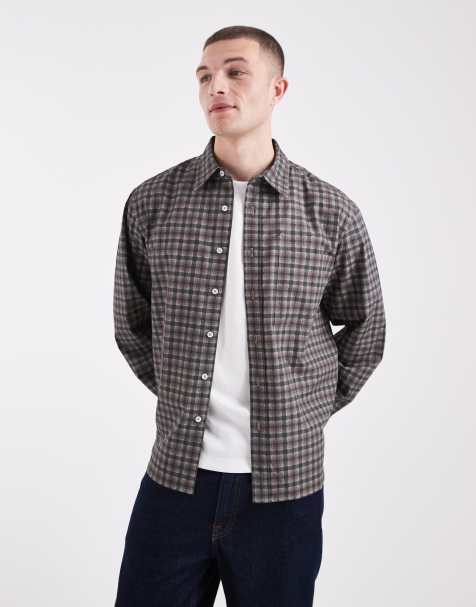 ONLY & SONS relaxed fit shirt in light brown plaid - view 1