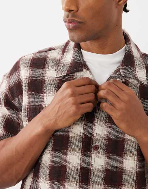ONLY & SONS relaxed fit short sleeve shirt in brown check, 3 of 5