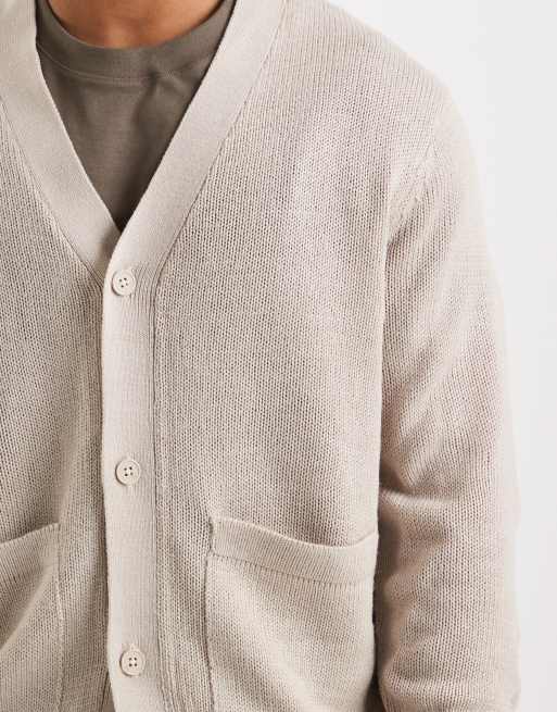 ONLY & SONS – Relaxed-Fit-Strickjacke in Steinbeige, 5 von 5