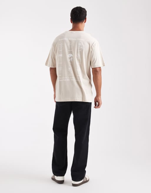 ONLY & SONS – Relaxed Fit T-Shirt in Beige mit Boho-Rückenprint, 2 von 5