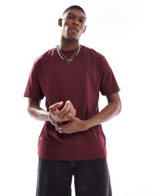relaxed fit t-shirt in burgundy-Red