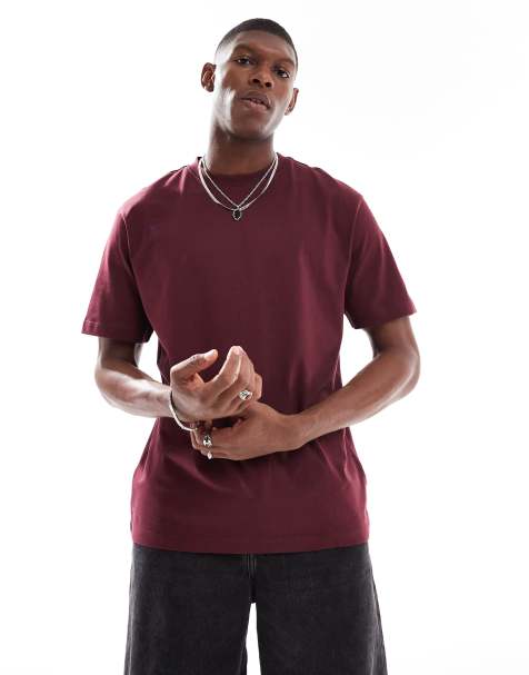 ONLY & SONS relaxed fit t-shirt in burgundy - view 1