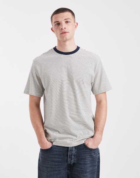ONLY & SONS relaxed fit T-shirt in cream stripes - view 1