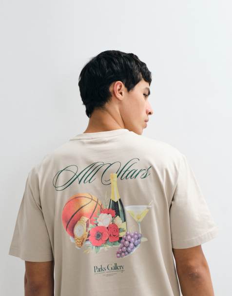 Only & Sons – Relaxed-Fit-T-Shirt in Creme mit „All Stars“-Rückenprint - view 1