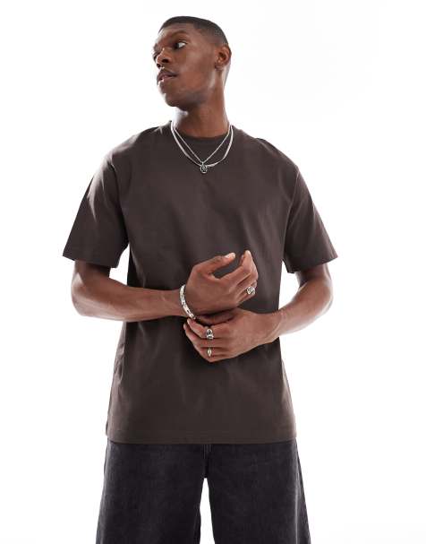 ONLY & SONS relaxed fit t-shirt in dark brown - view 1