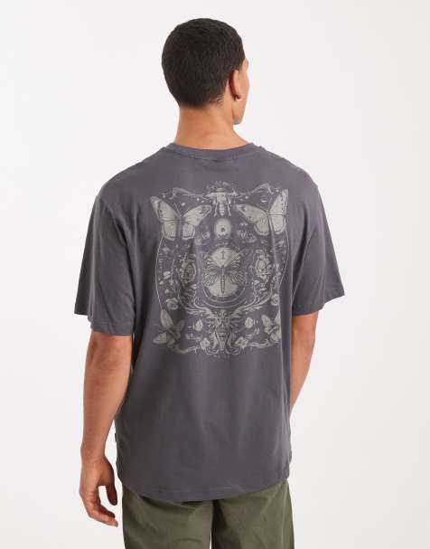 ONLY & SONS – Relaxed-Fit-T-Shirt in Dunkelgrau mit Schmetterlings-Print auf dem Rücken - view 1