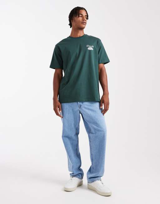 ONLY & SONS – Relaxed Fit T-Shirt in Dunkelgrün mit „Diavolo“-Rückenprint, 3 von 5