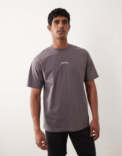 ONLY & SONS – Relaxed-Fit-T-Shirt in Grau mit Metallica-Print hinten, 3 von 5
