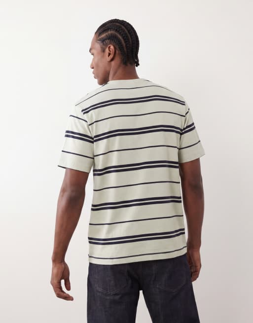 ONLY & SONS relaxed fit t-shirt in green and navy stripe, 4 of 5