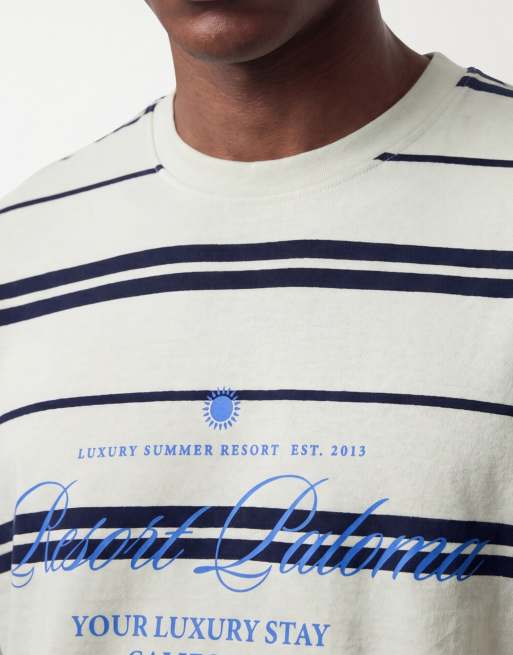 ONLY & SONS relaxed fit t-shirt in green and navy stripe, 5 of 5