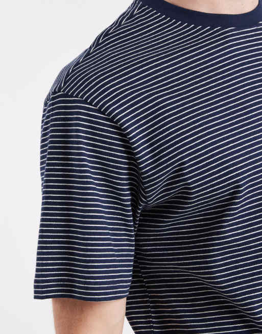ONLY & SONS relaxed fit t-shirt in navy stripes, 5 of 5