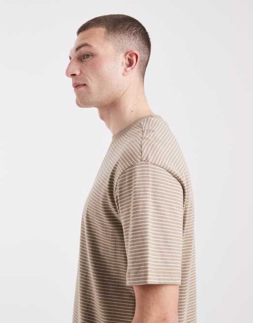 ONLY & SONS relaxed fit t-shirt in taupe stripes, 4 of 5