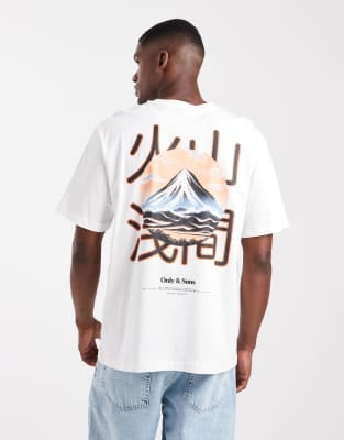 SONS - Relaxed-Fit-T-Shirt in Weiß mit Bergblick-Rückenprint Weiß XL