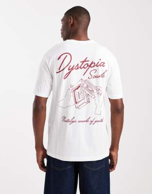 SONS - Relaxed-Fit-T-Shirt in Weiß mit „Dystopia"- Rückenprint Weiß M