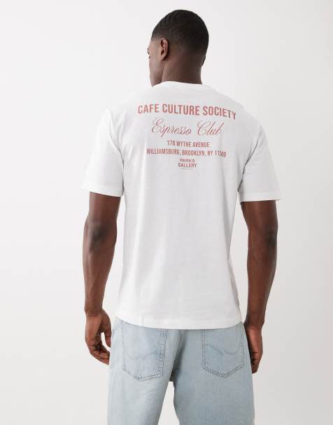 ONLY & SONS – Relaxed-Fit-T-Shirt in Weiß mit „Espresso Club“-Rückenprint - view 1