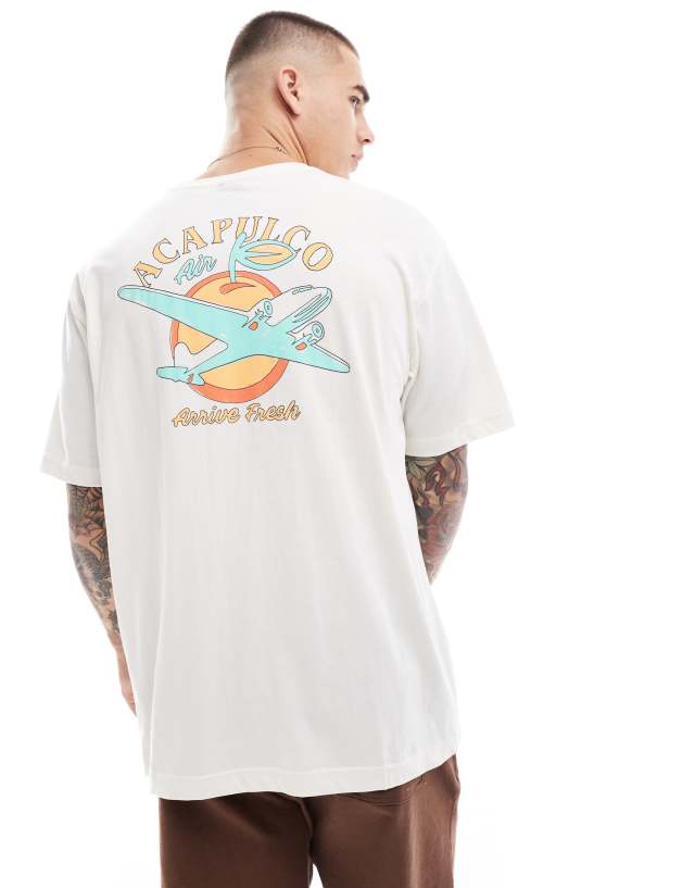 ONLY & SONS - relaxed fit t-shirt with acapulco back print in off white