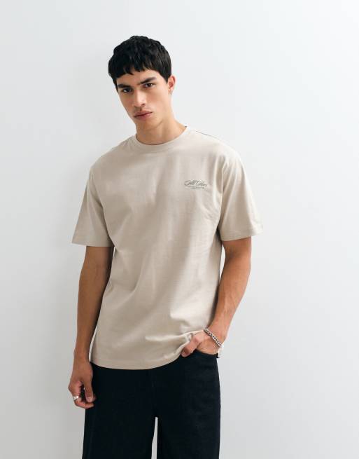 ONLY & SONS relaxed fit T-shirt with all stars back print in cream, 2 of 5