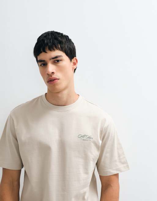 ONLY & SONS relaxed fit T-shirt with all stars back print in cream, 5 of 5