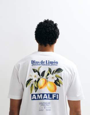 Футболка ONLY &SONS свободного кроя с принтом amalfi на спине белого цвета white amalfi