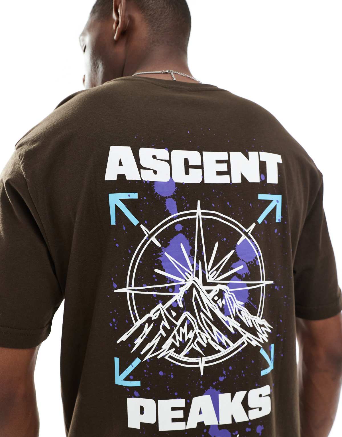 ONLY & SONS relaxed fit t-shirt with ascent peaks print in brown