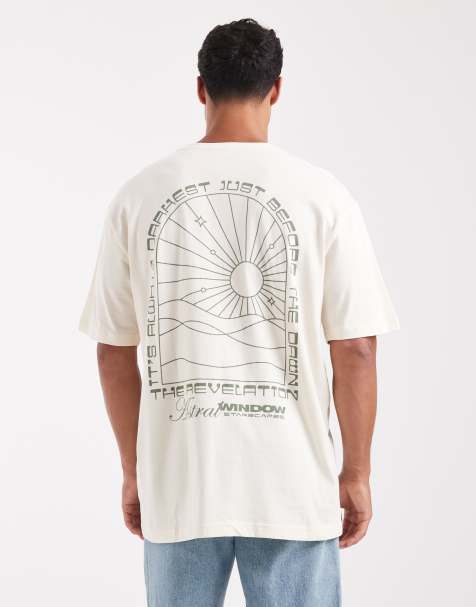 ONLY & SONS relaxed fit t-shirt with astra back print in white - view 1