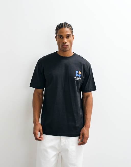 ONLY & SONS relaxed fit t-shirt with atelier back print in black, 5 of 5