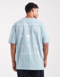 [ONLY & SONS] ONLY & SONS relaxed fit t-shirt with bohemian back print in blue 2XL Tourmaline