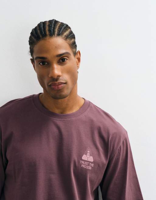 ONLY & SONS relaxed fit t-shirt with bonsai back print in mauve, 2 of 5