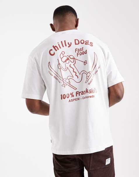 ONLY & SONS relaxed fit t-shirt with Chilly Dogs prints in white - view 1