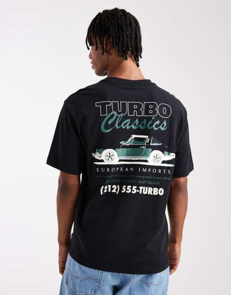 ONLY & SONS relaxed fit t-shirt with classic car back print in black - view 1