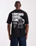 [ONLY & SONS] ONLY & SONS relaxed fit t-shirt with coffee back print in black XS BLACK