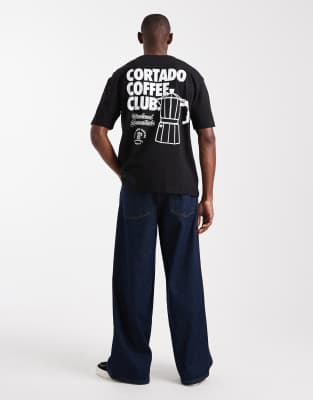 Only & Sons Relaxed Fit T-shirt With Coffee Back Print In Black