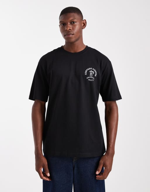 ONLY & SONS relaxed fit t-shirt with coffee back print in black, 3 of 5
