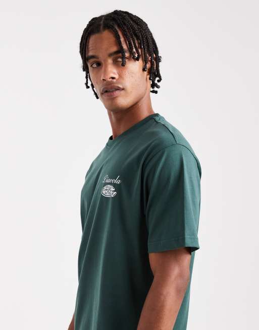 ONLY & SONS relaxed fit t-shirt with diavolo back print in dark green, 4 of 5