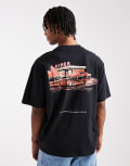[ONLY & SONS] ONLY & SONS relaxed fit t-shirt with Diner graphic print in black XS Black