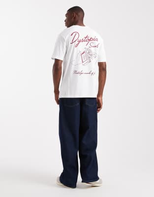Only & Sons Relaxed Fit T-shirt With Dystopia Back Print In White