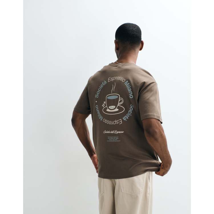 ONLY & SONS relaxed fit T-shirt with espresso back print in brown