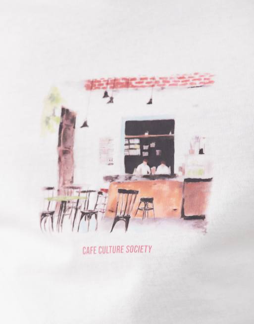 ONLY & SONS relaxed fit T-shirt with Espresso Club back print in white, 2 of 5