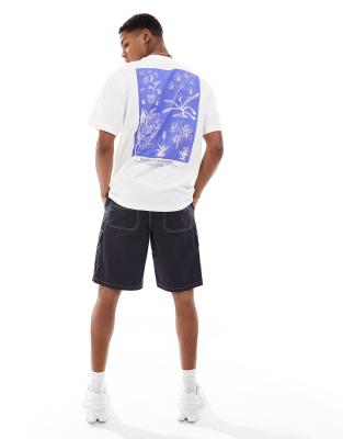 relaxed fit T-shirt with floral back print in off white