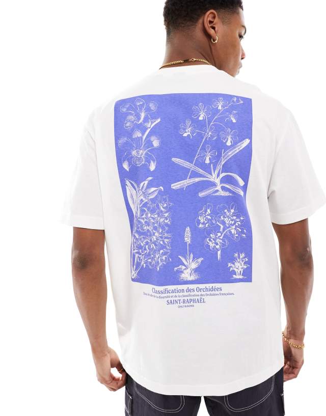 ONLY & SONS - relaxed fit t-shirt with floral back print in off white