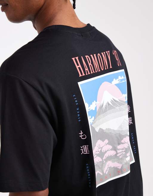 ONLY & SONS relaxed fit t-shirt with harmony 97 back print in black, 5 of 5